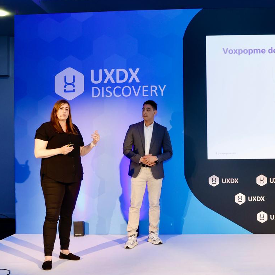 Voxpopme team presenting at UXDX Discovery