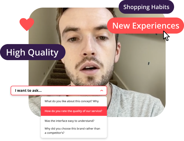 Video survey flow — ask, analyze, act