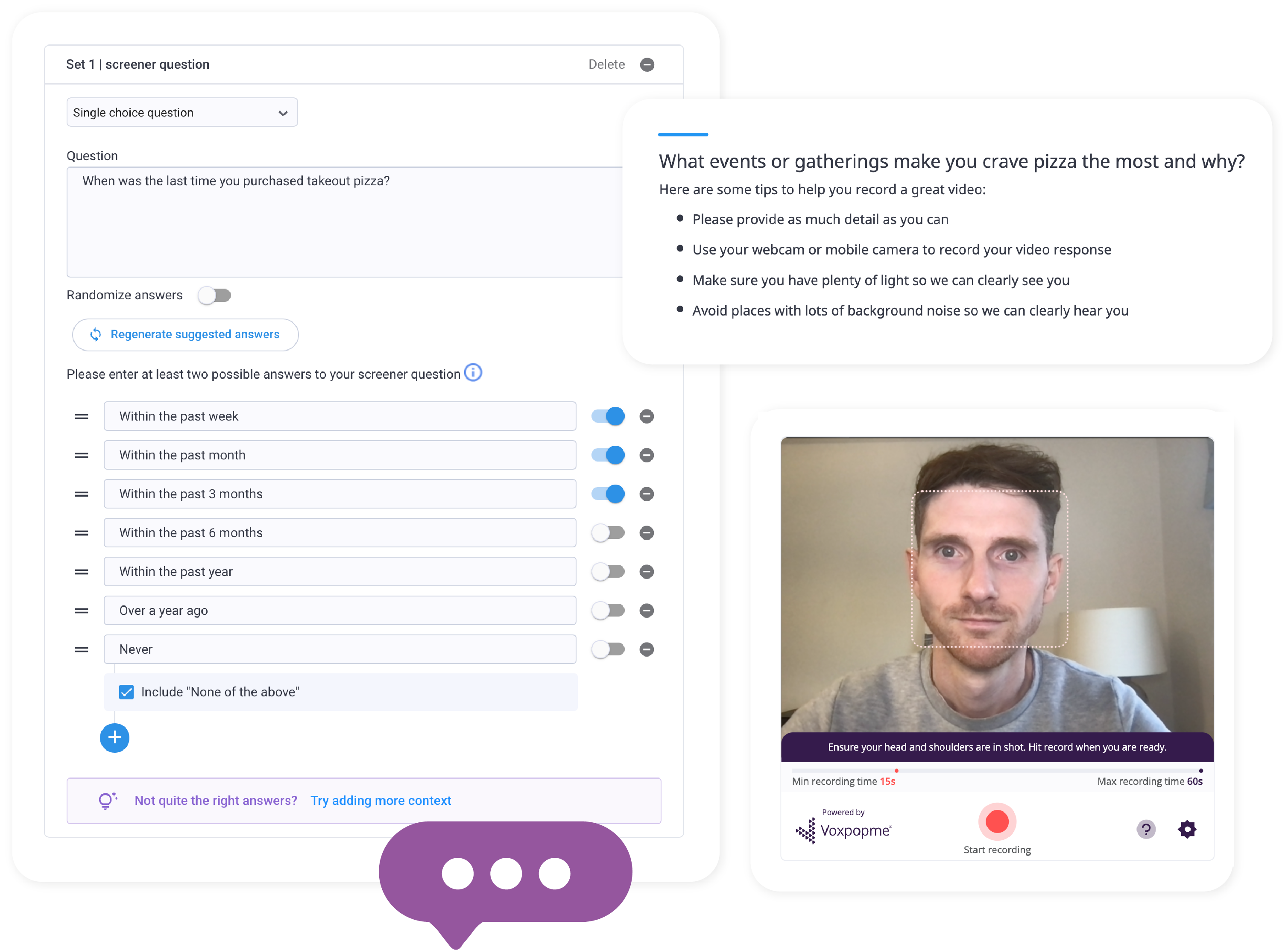 Embedded video response within quantitative survey