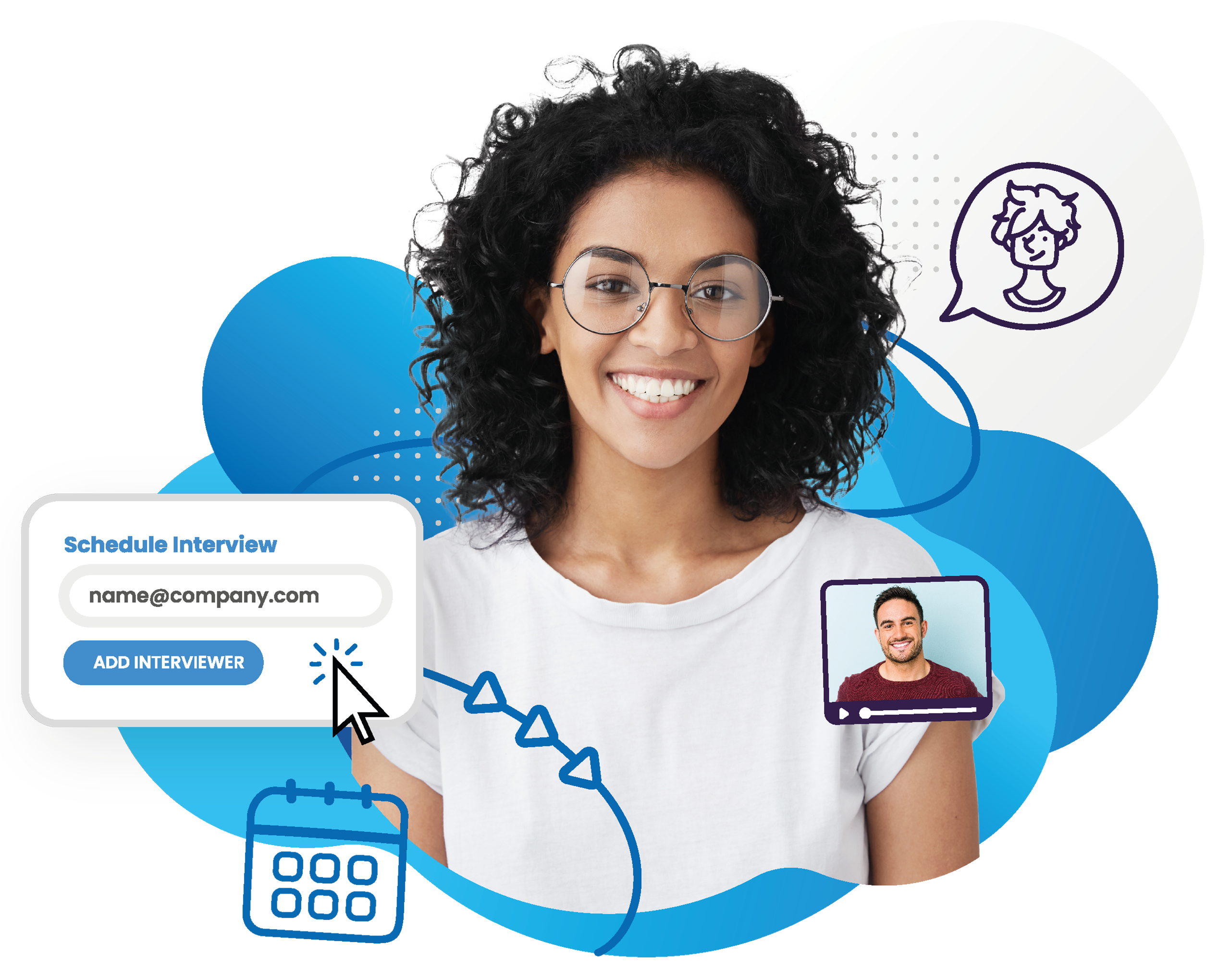 Voxpopme live interview platform showing moderator and participant in a video call