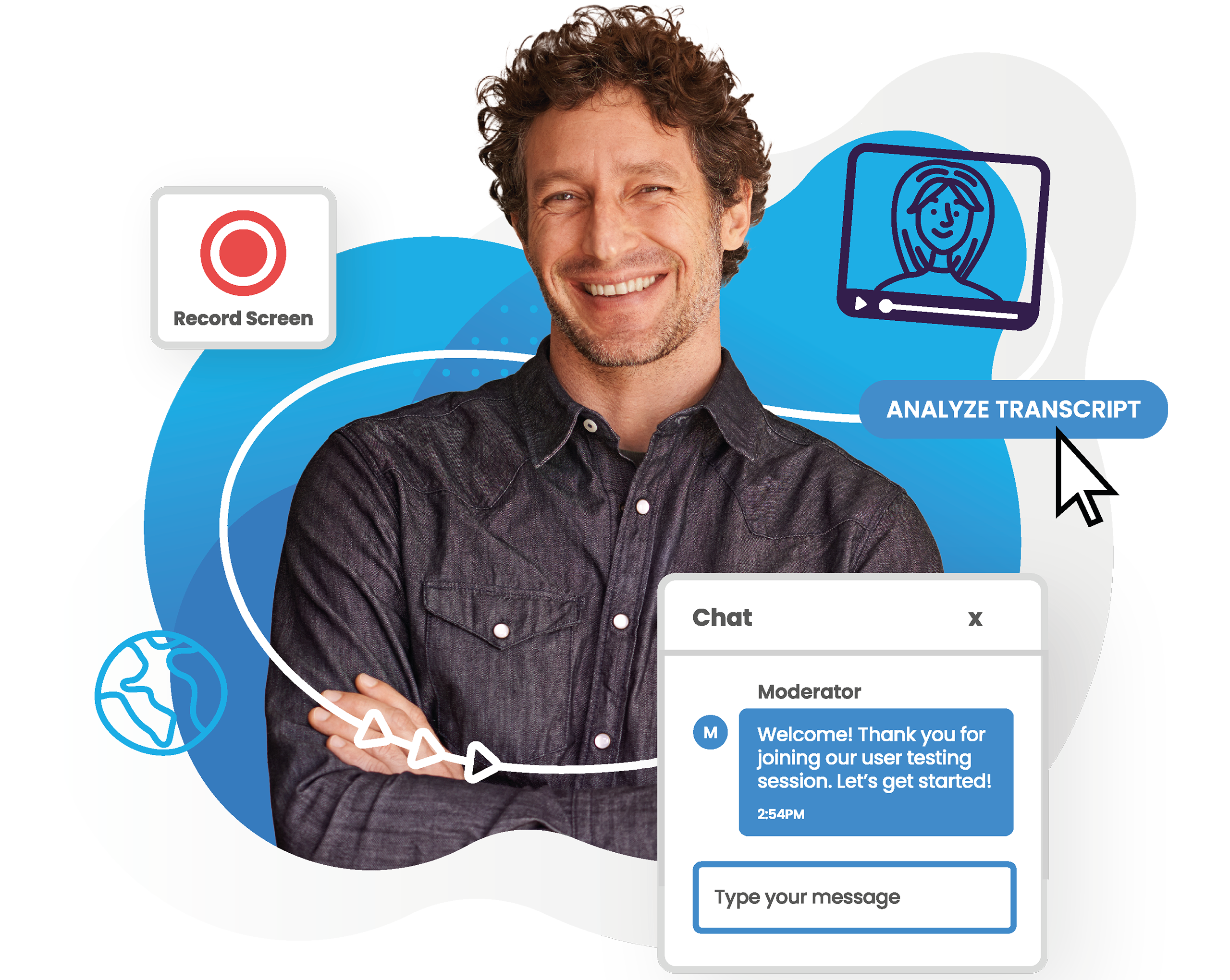 Voxpopme user research platform with screen recording and transcript analysis
