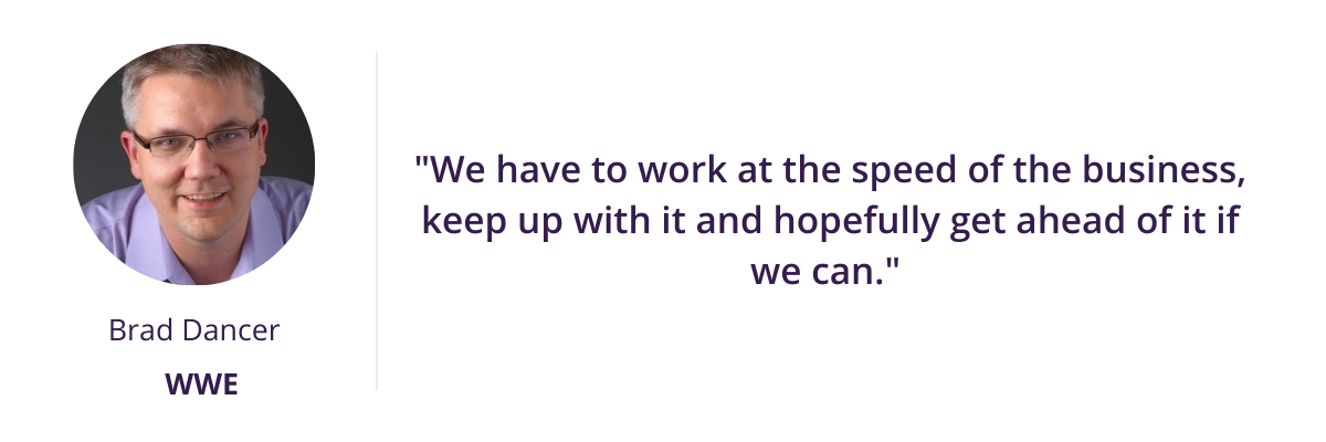 "We have to work at the speed of the business, keep up with it and hopefully get ahead of it if we can." 