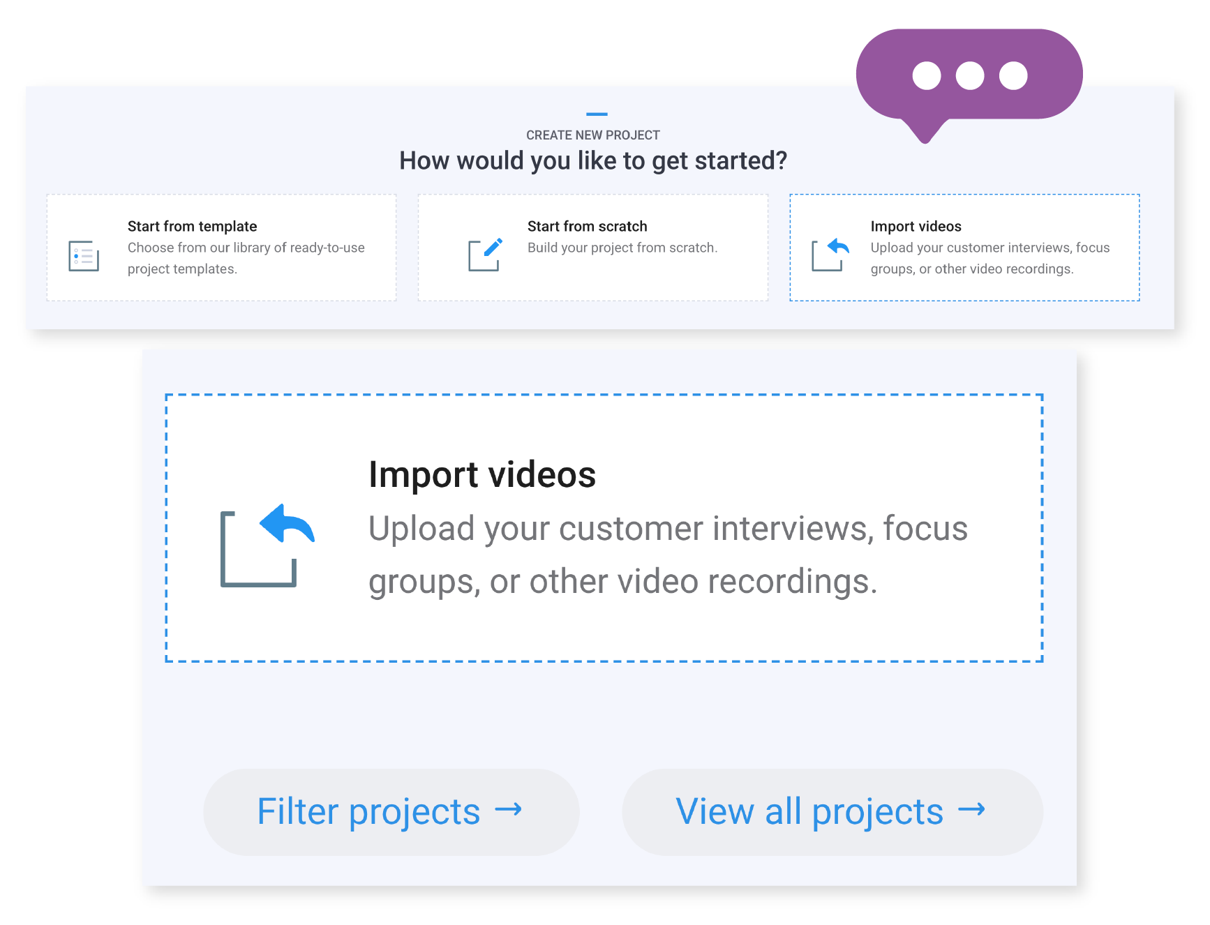 A screen showcasing the new features of import video into Slack using Voxpopme.